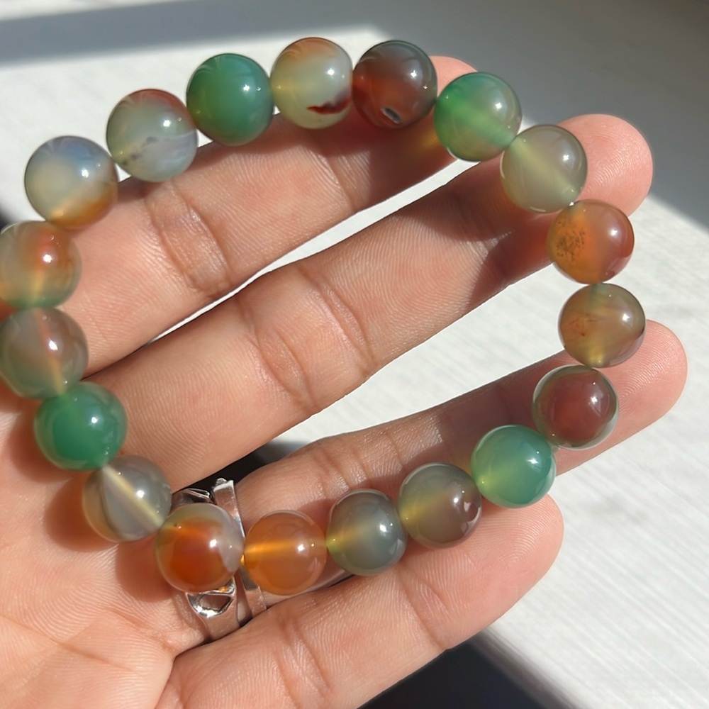 10mm multi color peacock agate